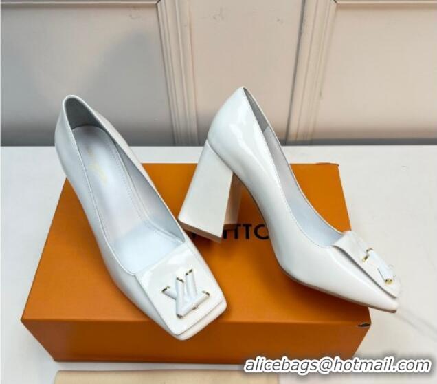 Best Price Louis Vuitton Shake Pumps 8.5cm in Patent Leather with LV Twist White 2261135