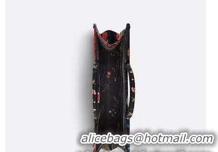 ​Top Quality Large Dior Book Tote Multicolor Dior Birds Embroidery M911 Black