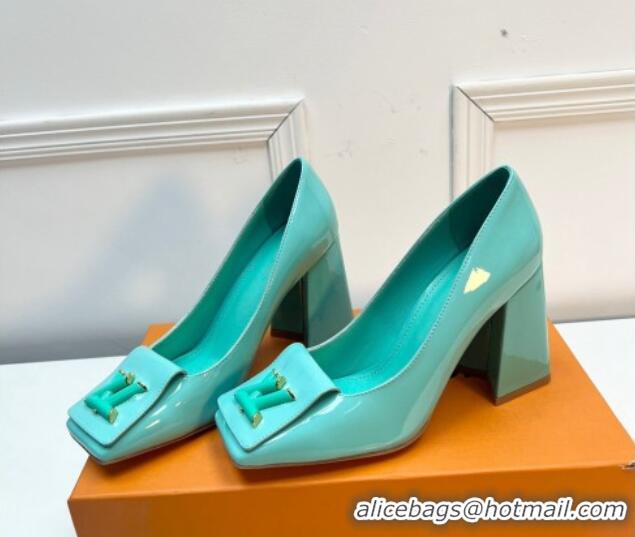 Cheap Price Louis Vuitton Shake Pumps 8.5cm in Patent Leather with LV Twist Green 2261138