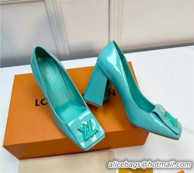 Cheap Price Louis Vuitton Shake Pumps 8.5cm in Patent Leather with LV Twist Green 2261138