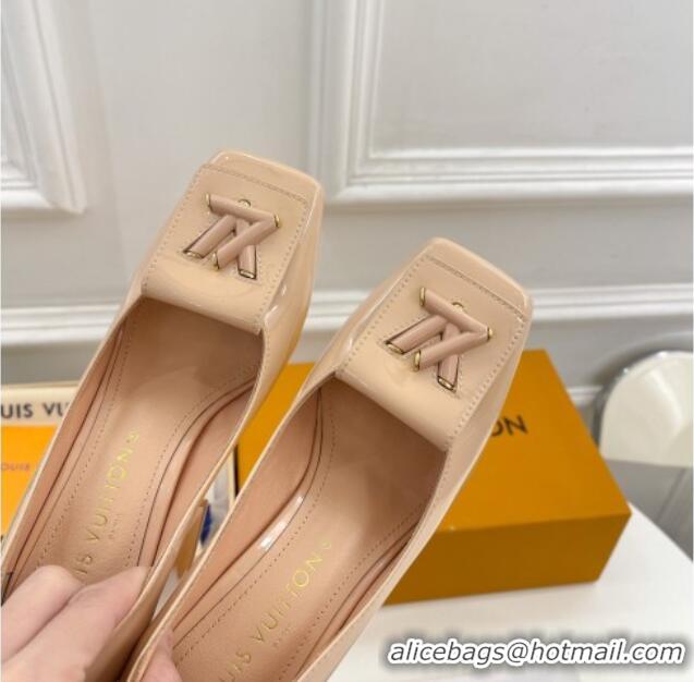 Stylish Louis Vuitton Shake Pumps 8.5cm in Patent Leather with LV Twist Nude 020601