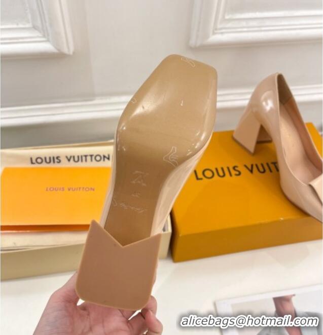 Stylish Louis Vuitton Shake Pumps 8.5cm in Patent Leather with LV Twist Nude 020601