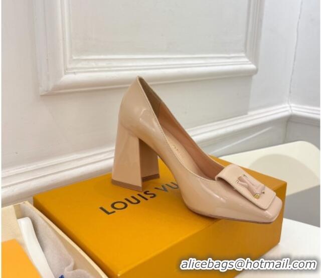 Stylish Louis Vuitton Shake Pumps 8.5cm in Patent Leather with LV Twist Nude 020601