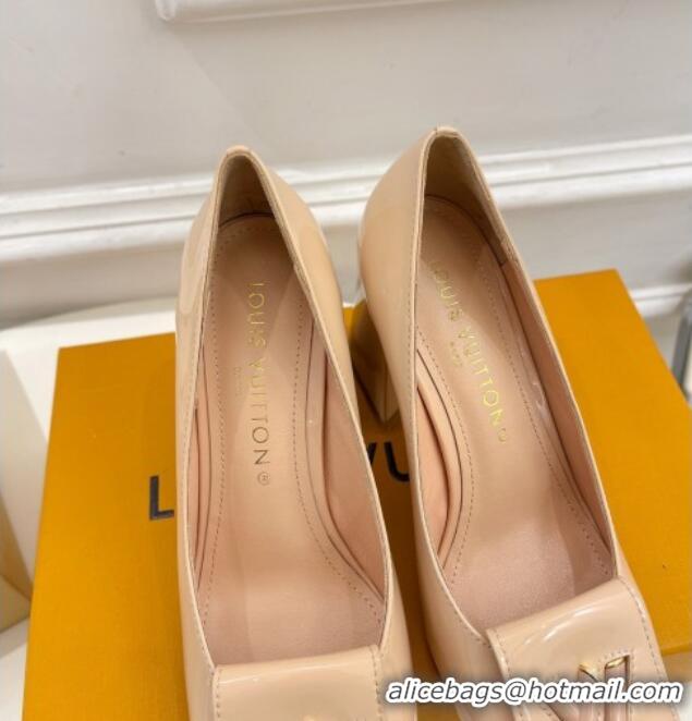 Stylish Louis Vuitton Shake Pumps 8.5cm in Patent Leather with LV Twist Nude 020601