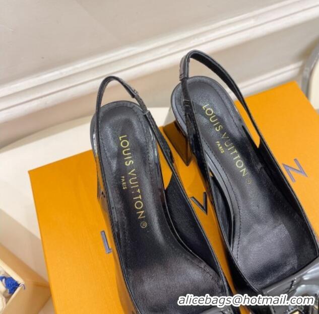 Classic Hot Louis Vuitton Shake Slingback Pumps 5.5cm in Patent Leather with LV Twist Black 122711