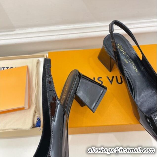 Classic Hot Louis Vuitton Shake Slingback Pumps 5.5cm in Patent Leather with LV Twist Black 122711