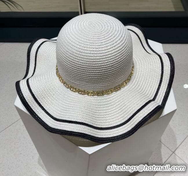 Buy Cheapest Dior Straw Hat with Chain D22719 White 2023