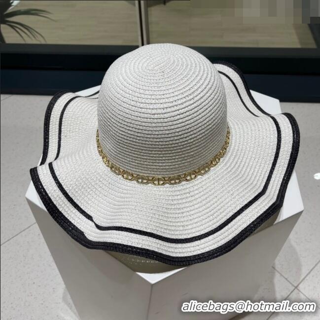 Buy Cheapest Dior Straw Hat with Chain D22719 White 2023