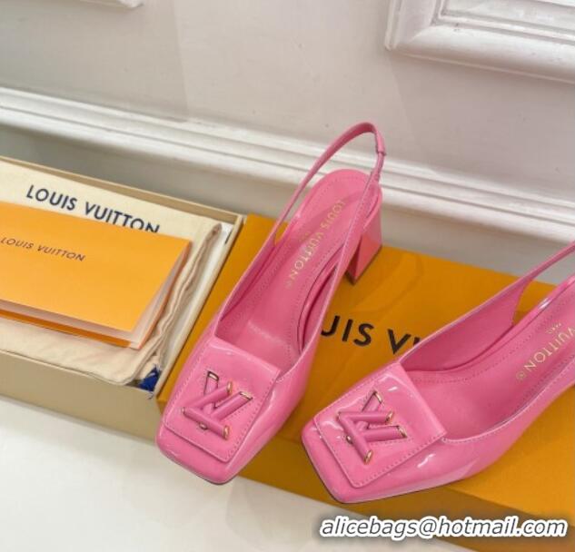 Best Price Louis Vuitton Shake Slingback Pumps 5.5cm in Patent Leather with LV Twist Pink 122715