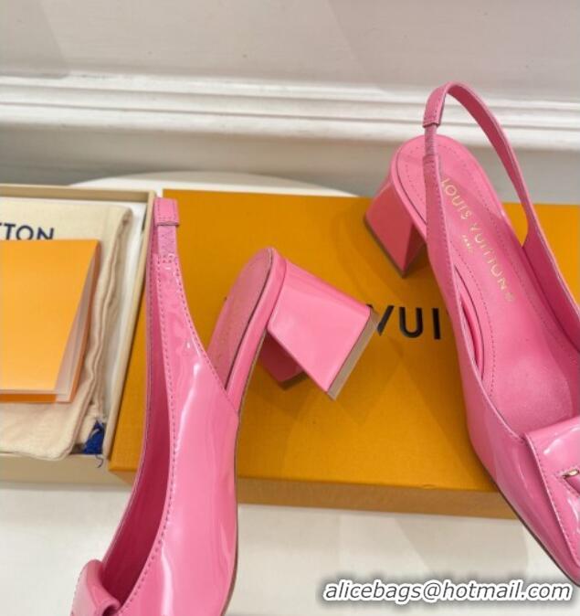 Best Price Louis Vuitton Shake Slingback Pumps 5.5cm in Patent Leather with LV Twist Pink 122715