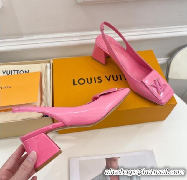 Best Price Louis Vuitton Shake Slingback Pumps 5.5cm in Patent Leather with LV Twist Pink 122715