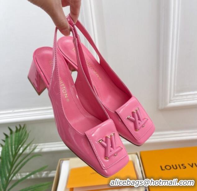 Best Price Louis Vuitton Shake Slingback Pumps 5.5cm in Patent Leather with LV Twist Pink 122715