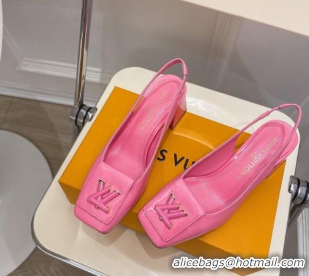 Best Price Louis Vuitton Shake Slingback Pumps 5.5cm in Patent Leather with LV Twist Pink 122715