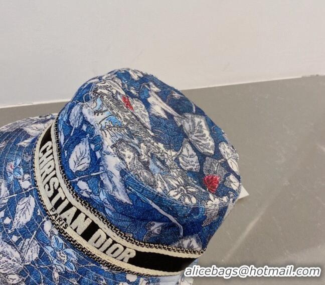 Buy Luxury Dior Print Bucket Hat 031129 Blue 2023