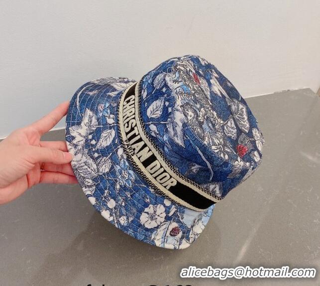 Buy Luxury Dior Print Bucket Hat 031129 Blue 2023