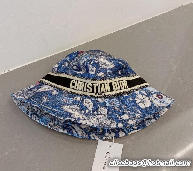 Buy Luxury Dior Print Bucket Hat 031129 Blue 2023