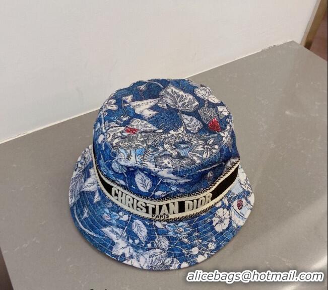 Buy Luxury Dior Print Bucket Hat 031129 Blue 2023