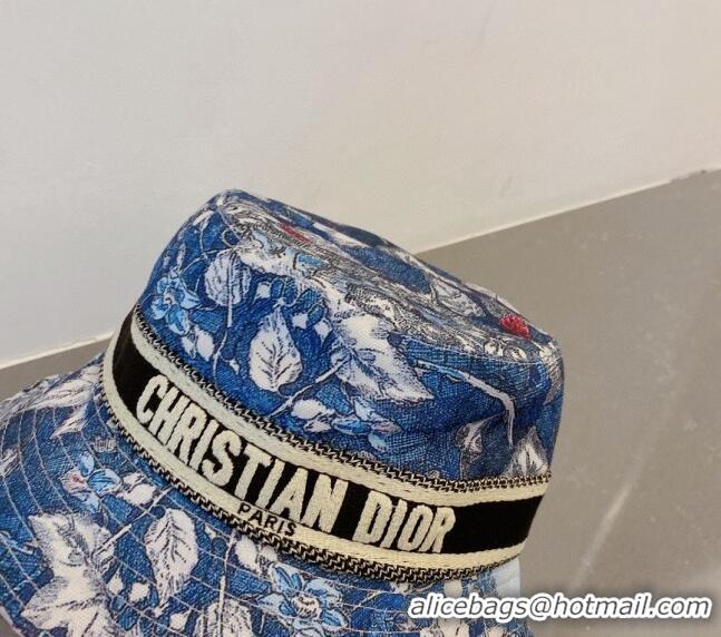 Buy Luxury Dior Print Bucket Hat 031129 Blue 2023