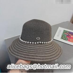 Super Quality Dior Straw Hat with Pearls 0407 Gold 2023