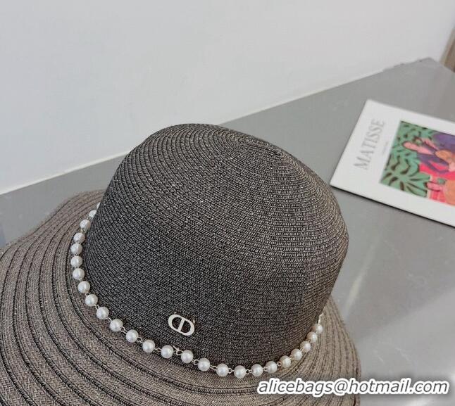 Super Quality Dior Straw Hat with Pearls 0407 Gold 2023