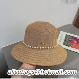 Well Crafted Dior Straw Hat with Pearls 0407 Gold 2023