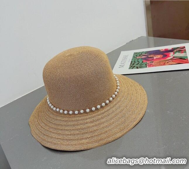 Well Crafted Dior Straw Hat with Pearls 0407 Gold 2023