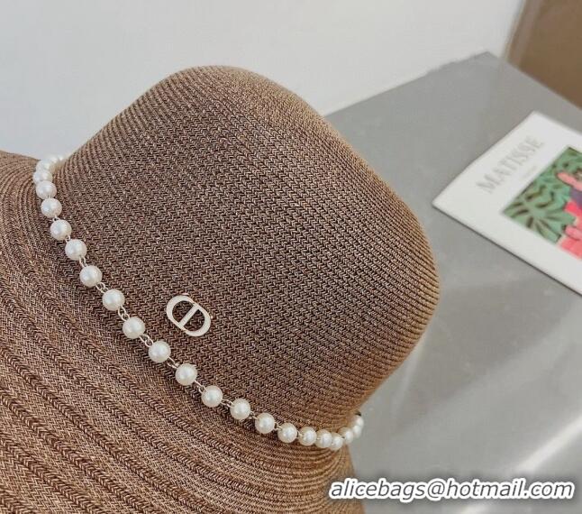 Reasonable Price Dior Straw Hat with Pearls 0407 Brown 2023