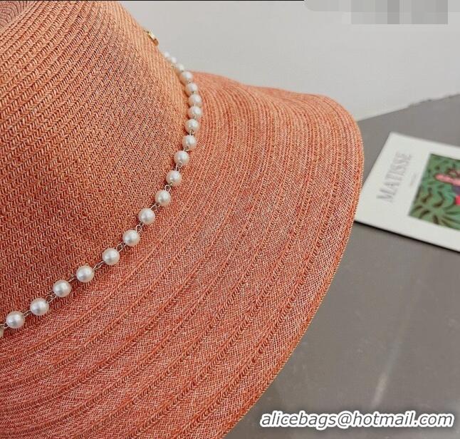 Most Popular Dior Straw Hat with Pearls Peachy 0407 Pink 2023