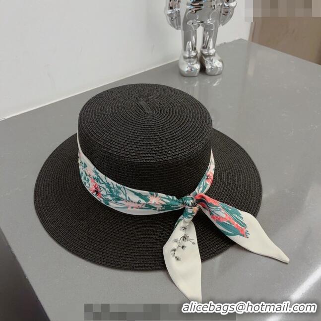 Good Taste Gucci Straw Hat with Bandeau G0407 Black 2023