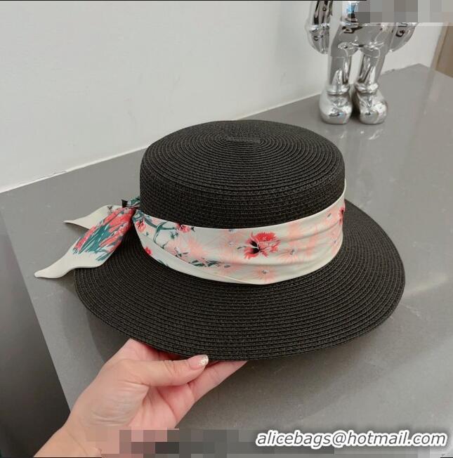 Good Taste Gucci Straw Hat with Bandeau G0407 Black 2023