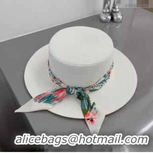 Shop Promotional Gucci Straw Hat with Bandeau G0407 White 2023