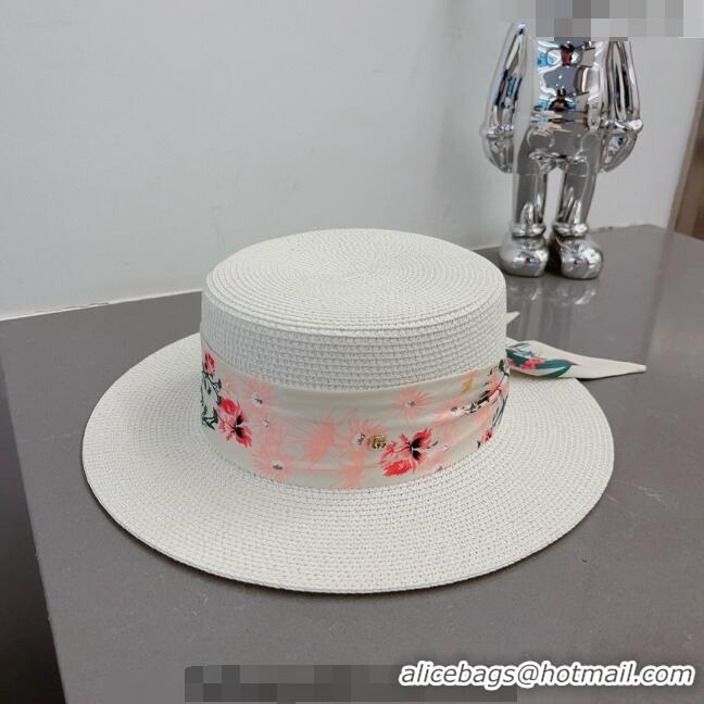 Shop Promotional Gucci Straw Hat with Bandeau G0407 White 2023