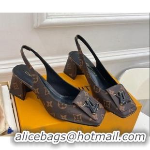 Low Price Louis Vuitton Shake Slingback Pumps 5.5cm in Monogram Canvas with LV Twist 122717