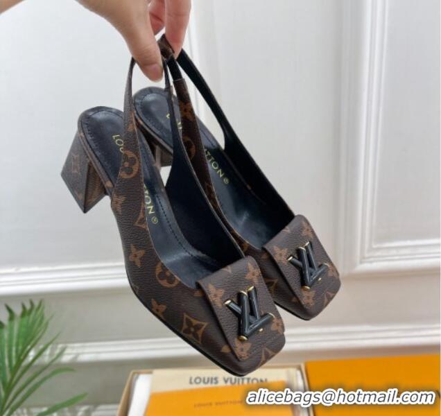 Low Price Louis Vuitton Shake Slingback Pumps 5.5cm in Monogram Canvas with LV Twist 122717