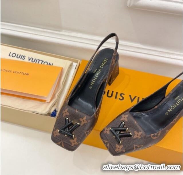 Low Price Louis Vuitton Shake Slingback Pumps 5.5cm in Monogram Canvas with LV Twist 122717