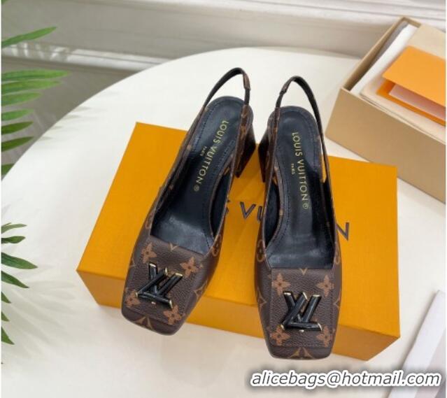 Low Price Louis Vuitton Shake Slingback Pumps 5.5cm in Monogram Canvas with LV Twist 122717