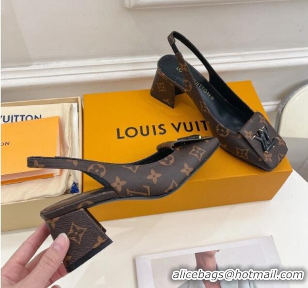 Low Price Louis Vuitton Shake Slingback Pumps 5.5cm in Monogram Canvas with LV Twist 122717