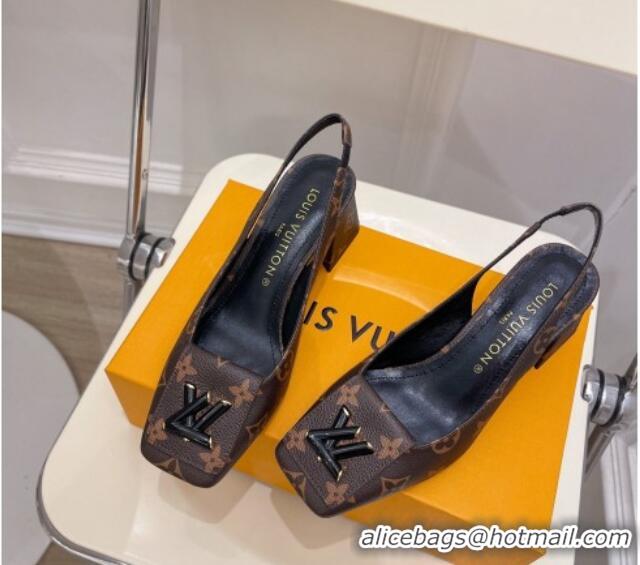 Low Price Louis Vuitton Shake Slingback Pumps 5.5cm in Monogram Canvas with LV Twist 122717