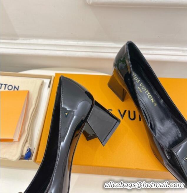 Sumptuous Louis Vuitton Shake Pumps 5.5cm in Patent Leather with LV Twist Black 122718