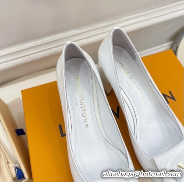 Stylish Louis Vuitton Shake Pumps 5.5cm in Patent Leather with LV Twist White 122719