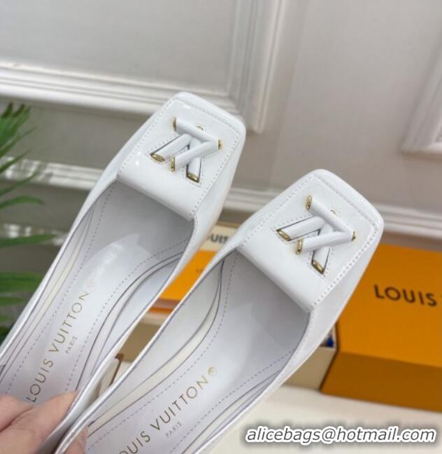 Stylish Louis Vuitton Shake Pumps 5.5cm in Patent Leather with LV Twist White 122719