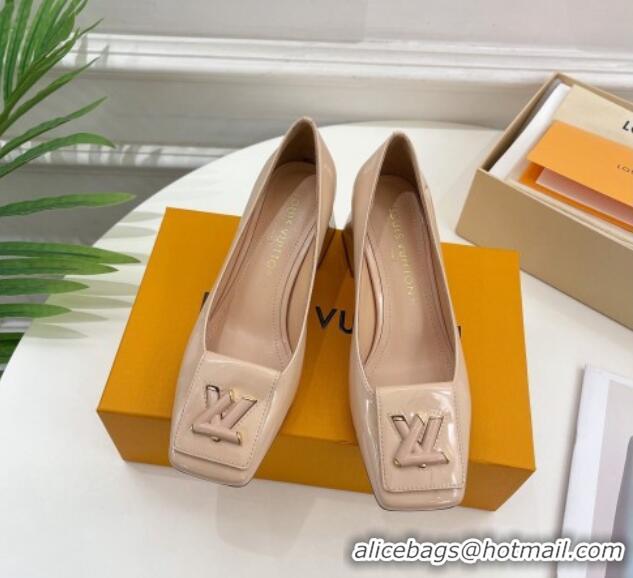 Top Design Louis Vuitton Shake Pumps 5.5cm in Patent Leather with LV Twist Nude 122720