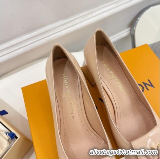 Top Design Louis Vuitton Shake Pumps 5.5cm in Patent Leather with LV Twist Nude 122720