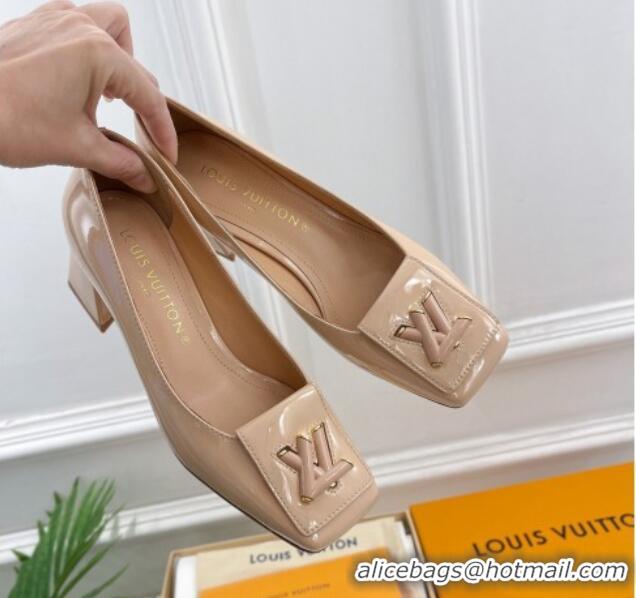 Top Design Louis Vuitton Shake Pumps 5.5cm in Patent Leather with LV Twist Nude 122720