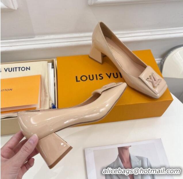 Top Design Louis Vuitton Shake Pumps 5.5cm in Patent Leather with LV Twist Nude 122720