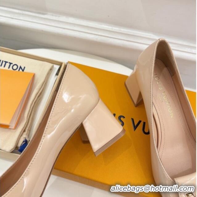 Top Design Louis Vuitton Shake Pumps 5.5cm in Patent Leather with LV Twist Nude 122720