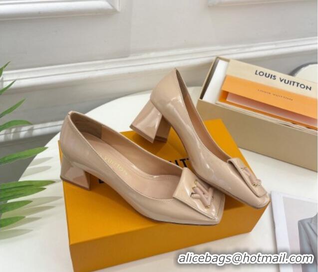 Top Design Louis Vuitton Shake Pumps 5.5cm in Patent Leather with LV Twist Nude 122720