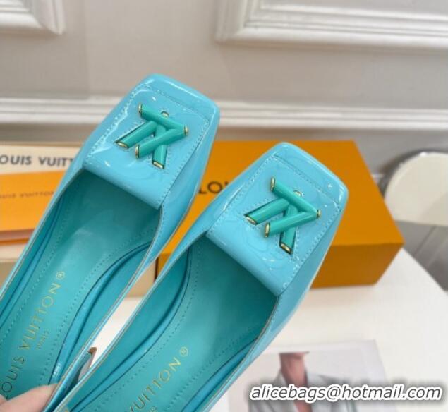 Shop Duplicate Louis Vuitton Shake Pumps 5.5cm in Patent Leather with LV Twist Light Blue 122721