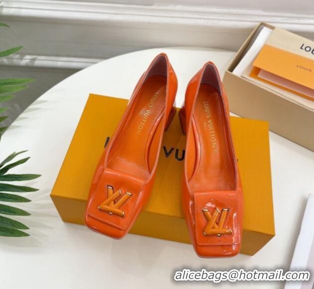 Classic Hot Louis Vuitton Shake Pumps 5.5cm in Patent Leather with LV Twist Orange 122723