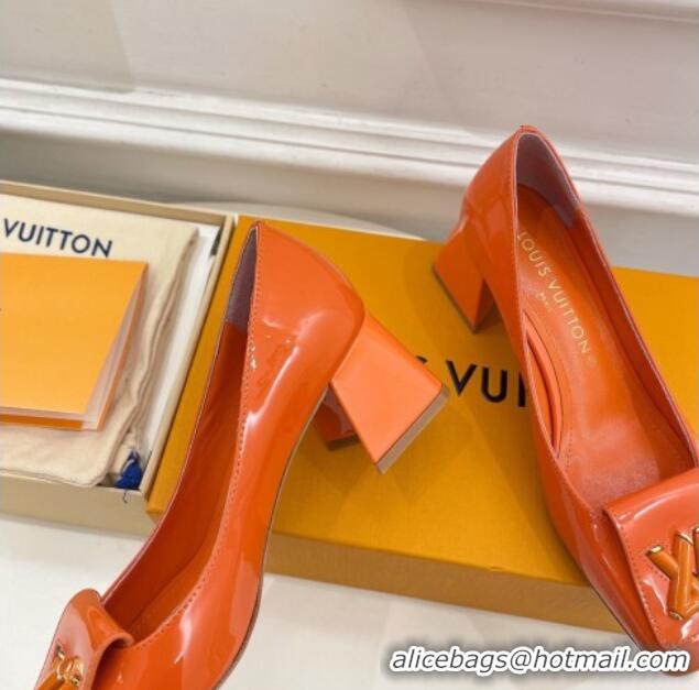 Classic Hot Louis Vuitton Shake Pumps 5.5cm in Patent Leather with LV Twist Orange 122723